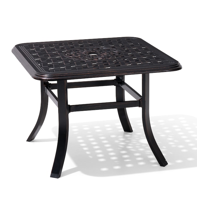 Crestlive Products Patio table Square Outdoor End Table 24.02-in W x 24.02-in L with Umbrella Hole