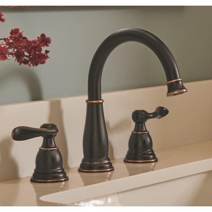 Delta Windemere Oil Rubbed Bronze Widespread 2-Handle WaterSense Bathroom Sink Faucet with Drain