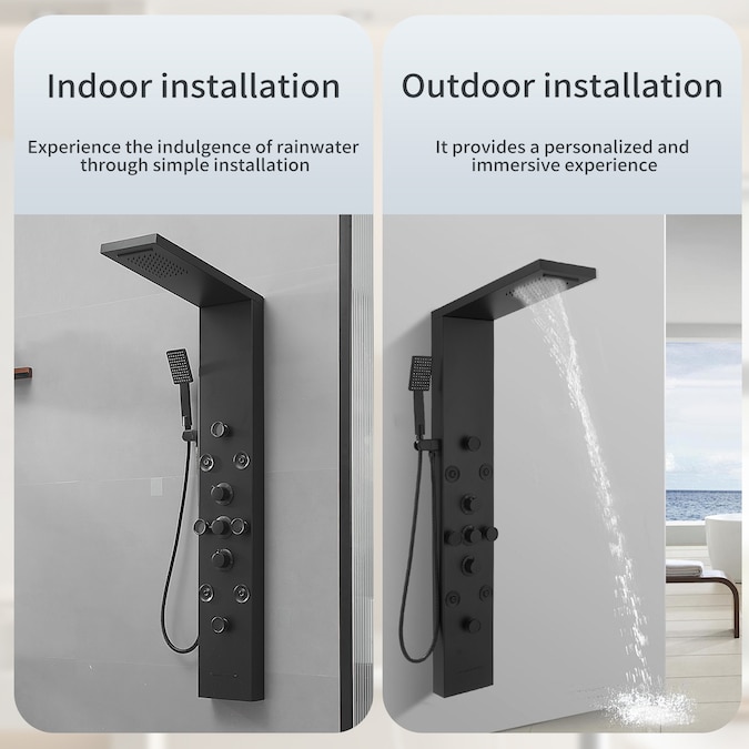 BWE Black-without Temperature Display 8-in Shower Tower System with 3-way Diverter - Image 6