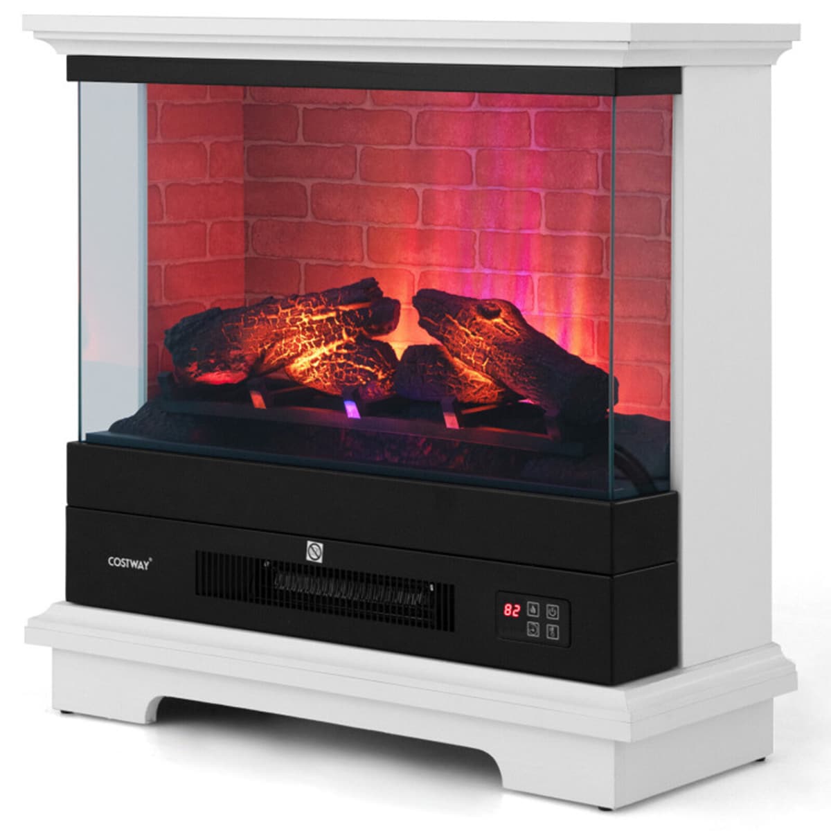 27-Inches W White TV Stand with Fan-forced Flat wall Electric Fireplace with Remote Control Included - Image 4