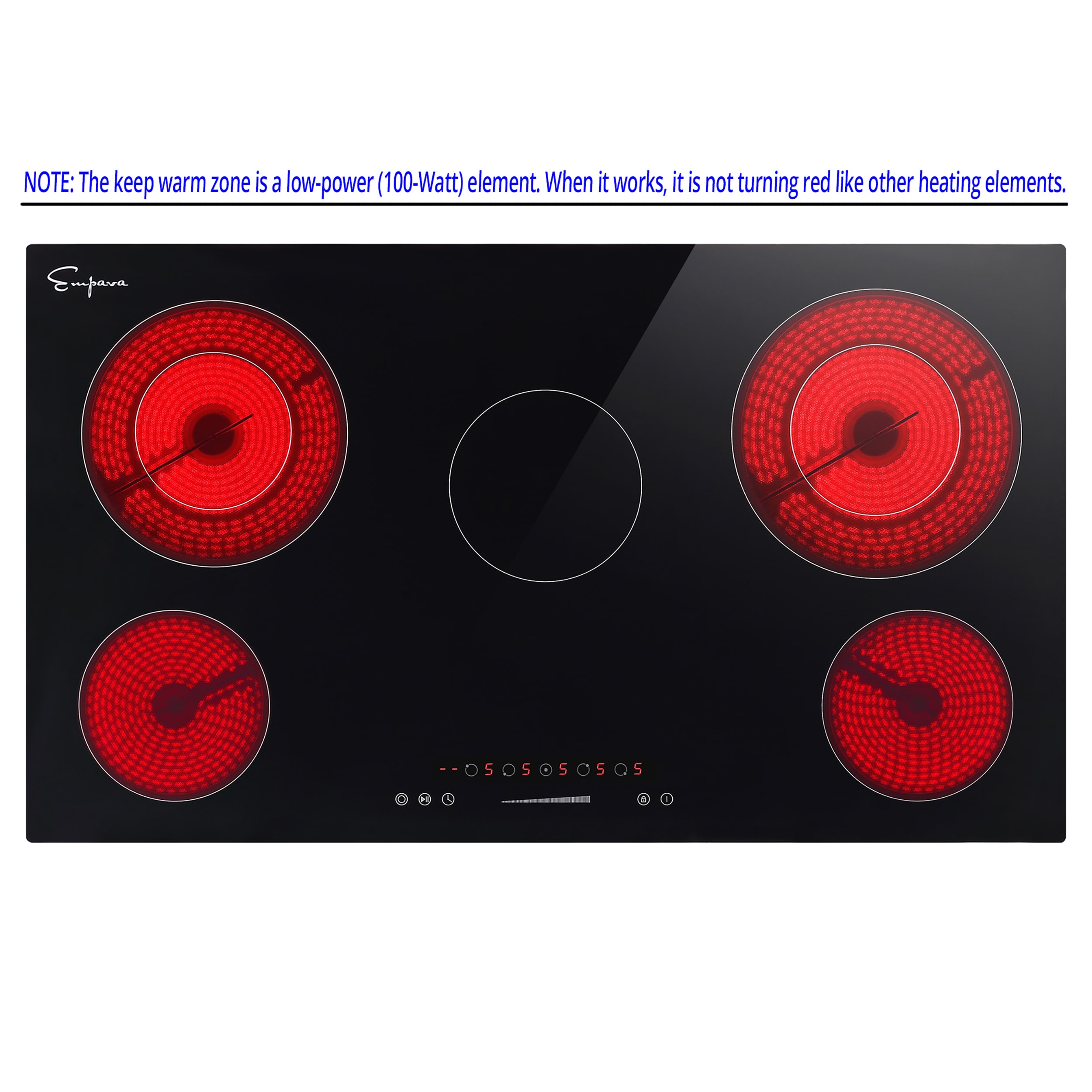 Electric Stove With Keep Warm Zone 36-in 5 burners Smooth Surface (Radiant) Black Electric Cooktop - Image 3