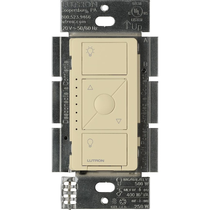 Lutron Caseta Smart Lighting Single-pole Smart with LED Elv Decorator Light Dimmer Switch, Ivory