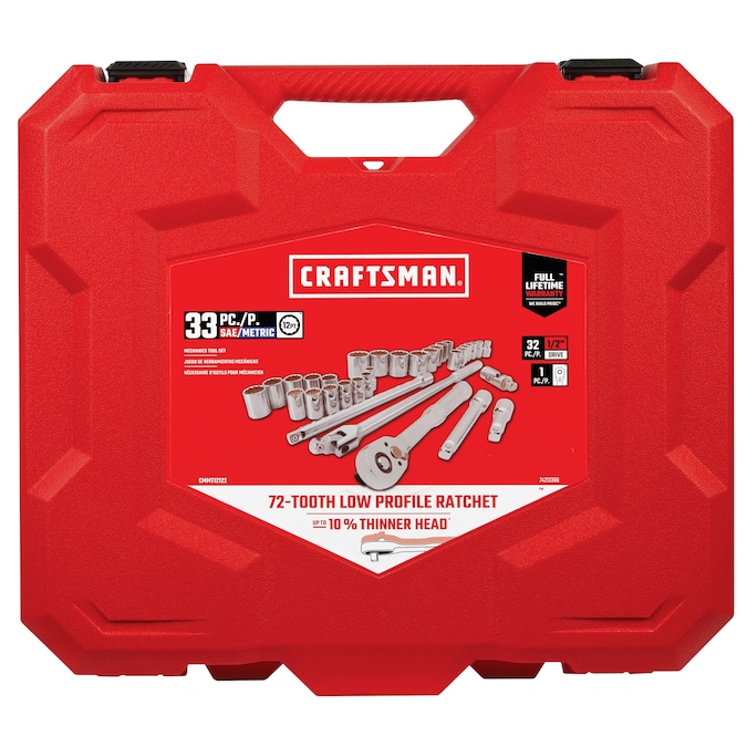 CRAFTSMAN 33-Piece Standard (SAE) and Metric Polished Chrome Mechanics Tool Set with Hard Case - Image 10