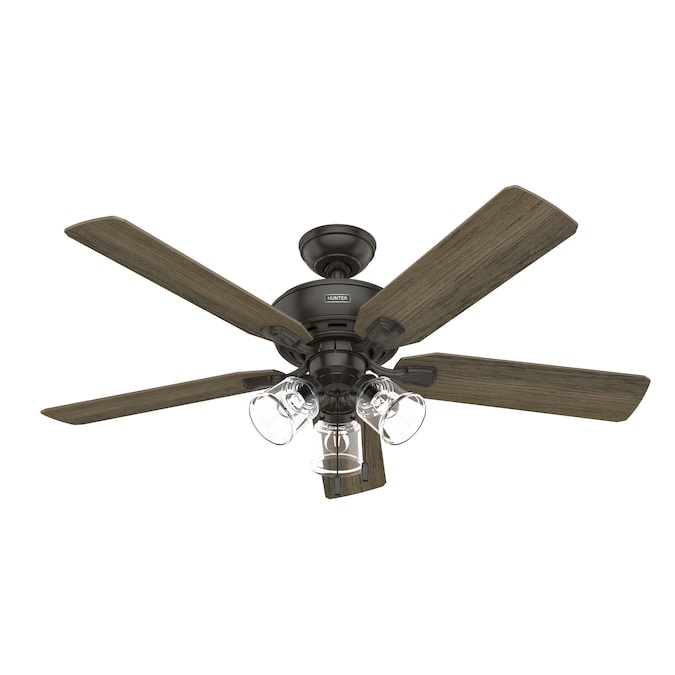 Hunter Rosner 52-in Noble Bronze with Warm Grey Oak Blades LED Indoor Ceiling Fan with Light (5-Blade)