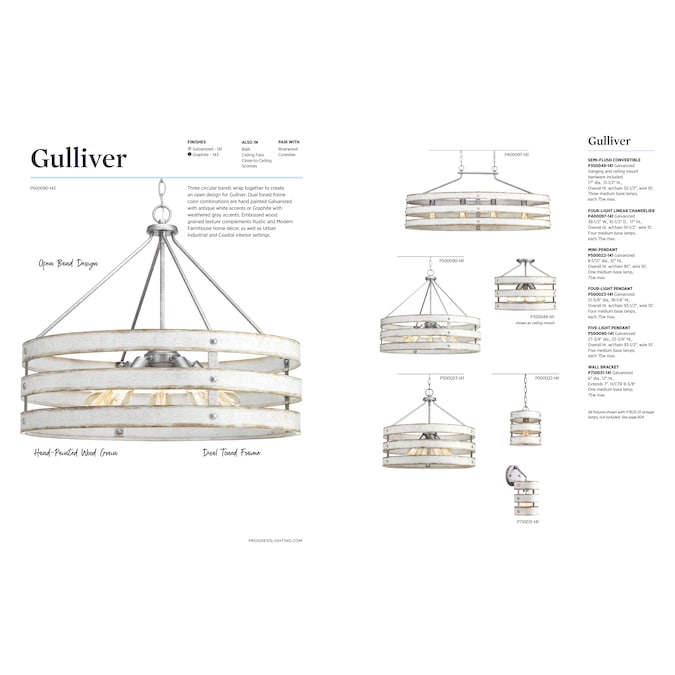 Progress Lighting Gulliver 3-Light 17-in Black Semi Flush Mount Light - Image 15