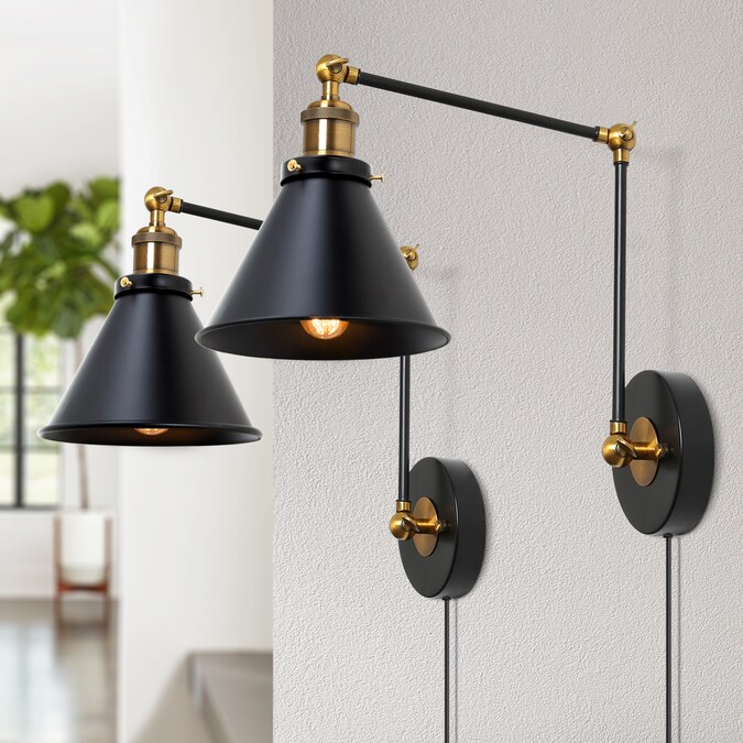 LNC Mars 7.4-in W 2-Light Matte Black Modern/Contemporary LED Wall Sconce