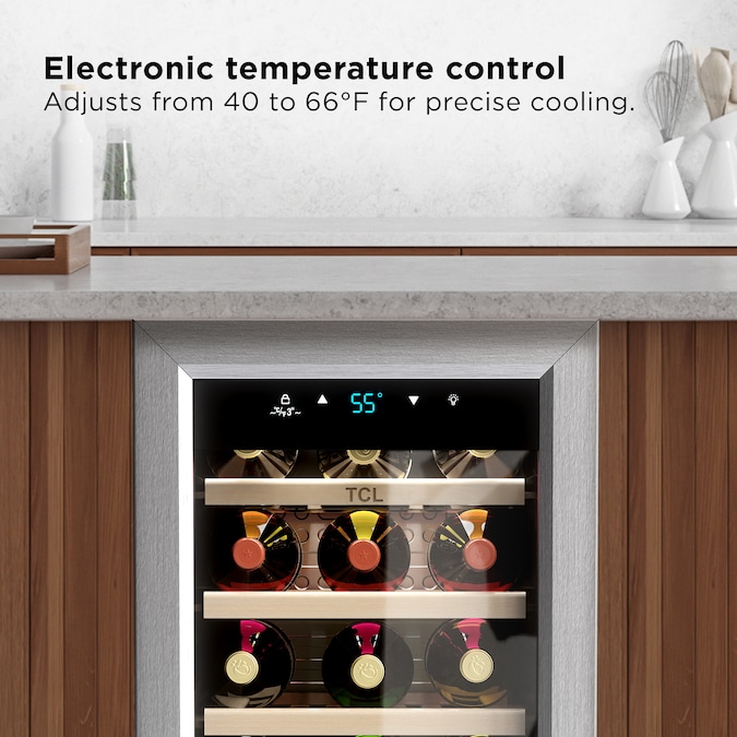 TCL 13.6-in W 18 -Bottles Stainless Steel Freestanding Indoor Wine Cooler - Image 4
