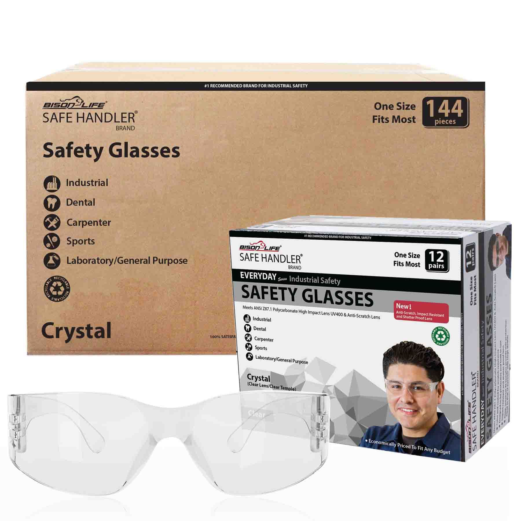 144-Pack, Crystal Clear Lens Polycarbonate Safety glasses