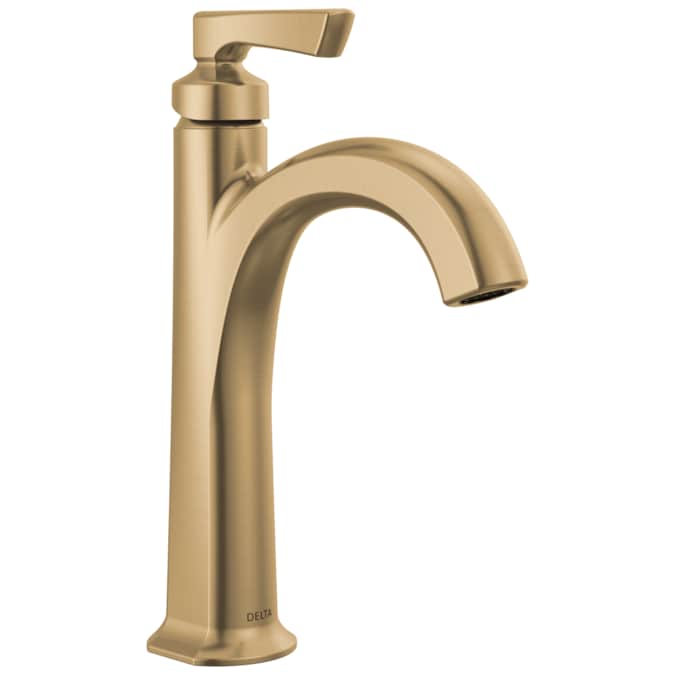 Delta Arcadia Champagne Bronze Single Hole 1-Handle WaterSense Bathroom Sink Faucet with Drain and Deck Plate