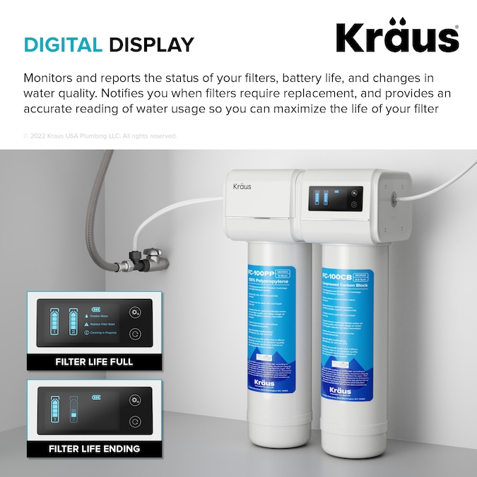 Kraus Purita Dual-stage Carbon Block Reverse Osmosis Filtration Under Sink Water Filtration System - Image 8