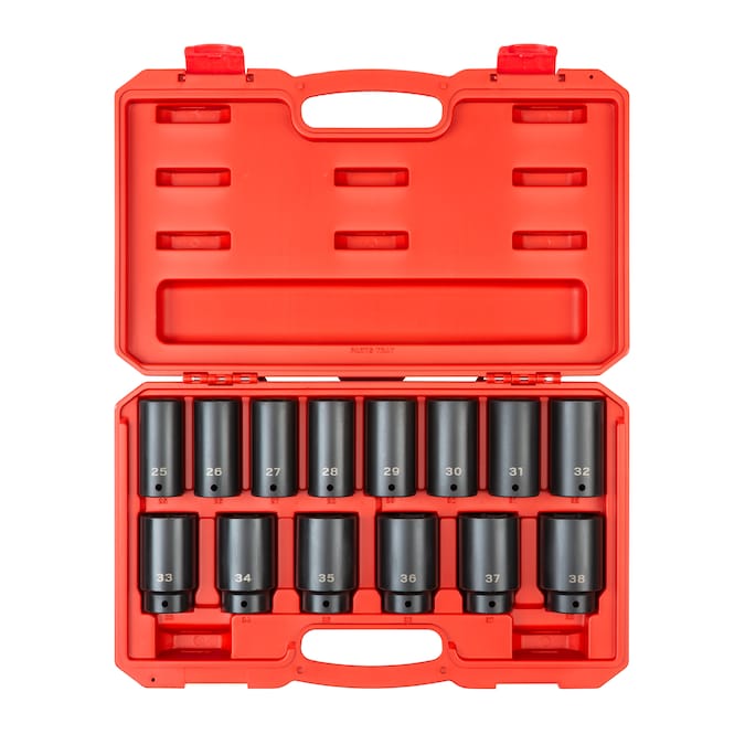 TEKTON 14-pc 1/2 in Drive Deep Impact Socket Set (25-38mm) 6p Case