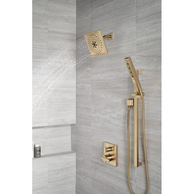 Delta Tetra Lumicoat Champagne Bronze 10.16-in Rectangle Handheld Shower Head 1.75-GPM (6.6-LPM) - Image 16