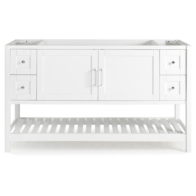 Alaterre Furniture Bennet 60-in White Bathroom Vanity Base Cabinet without Top