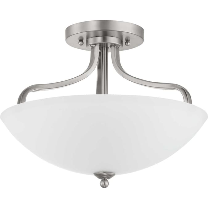 Progress Lighting Laird 3-Light 15.625-in Brushed Nickel Semi Flush Mount Light