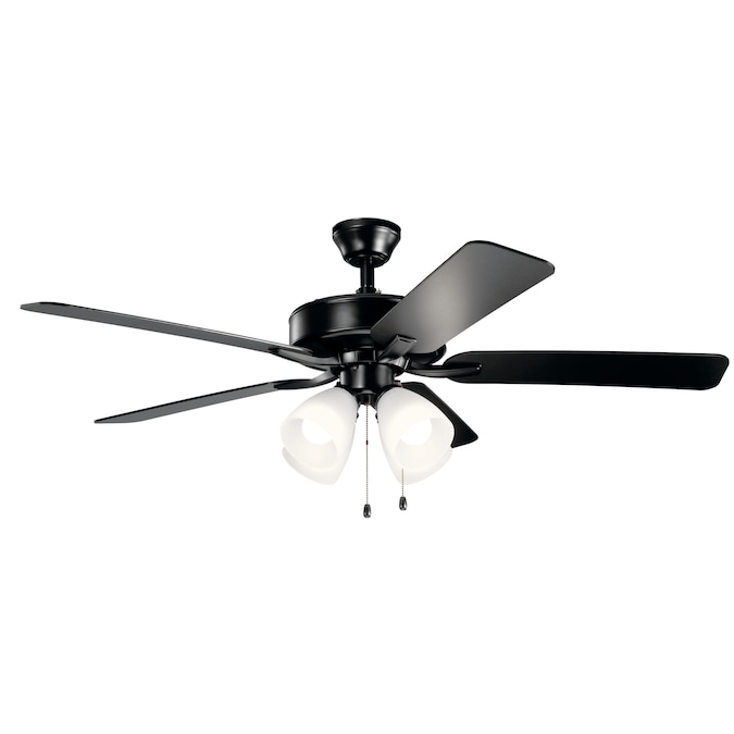 Kichler Basics Pro Premier 52-in Satin Black with Satin Black/Silver Blades Indoor Ceiling Fan with Light (5-Blade)