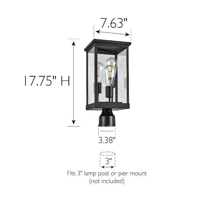 Design House Mayfield 17.75-in Black Modern/Contemporary Outdoor Light Post Lantern - Image 3
