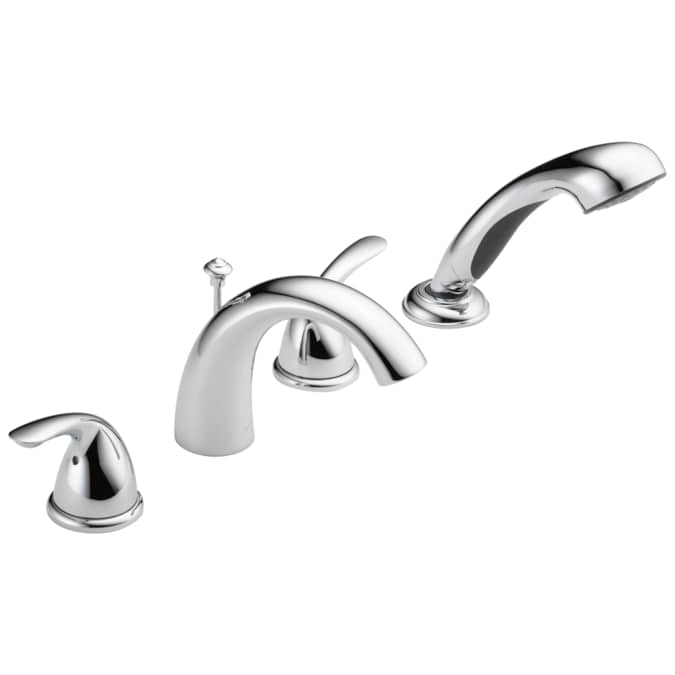Delta Classic Chrome 2-handle Deck-mount Roman Low-arc Bathtub Faucet with Hand Shower