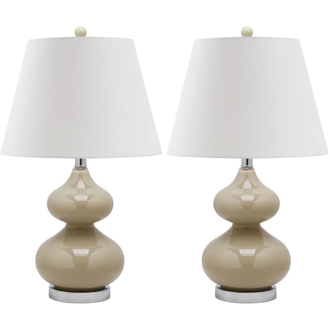 Safavieh Eva Modern/Contemporary Medium Base (e-26) Lamp Set with White Shades