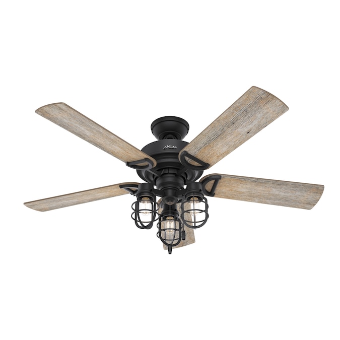 Hunter Starklake 52-in Natural Iron with Barnwood/Washed Walnut Blades LED Indoor/Outdoor Ceiling Fan with Light (5-Blade)
