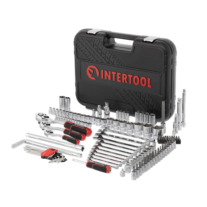 INTERTOOL 126-Piece Metric Chrome Mechanics Tool Set with Hard Case