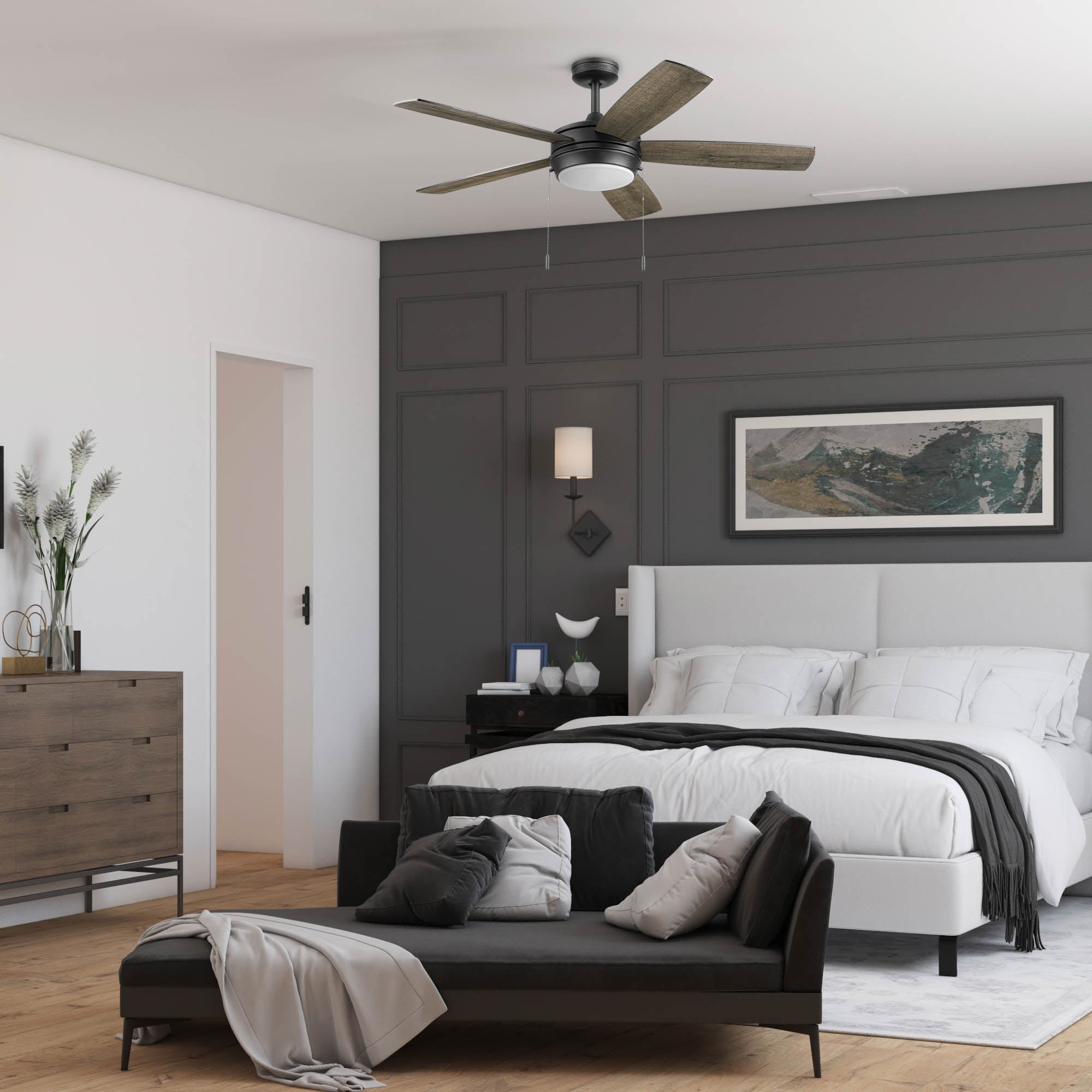 Brenthaven 52-in Color-Changing Integrated LED Matte Black with Matte Black/Mocha Blades Ceiling Fan With Light ( 5 -Blade ) - Image 8