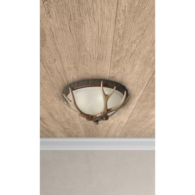 allen + roth Fallow Ridge 1-Light 16-in Matte Bronze Flush Mount Light