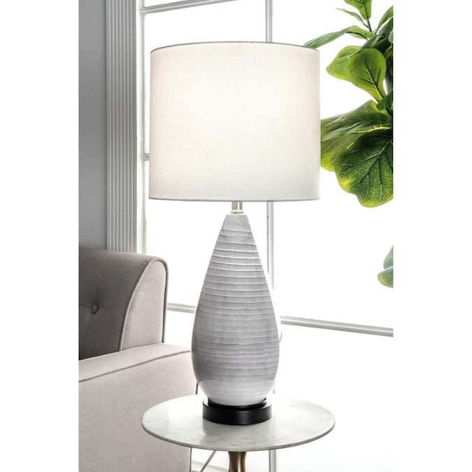 nuLOOM 27-in Gray On/Off Switch Table Lamp with Linen Shade - Image 2
