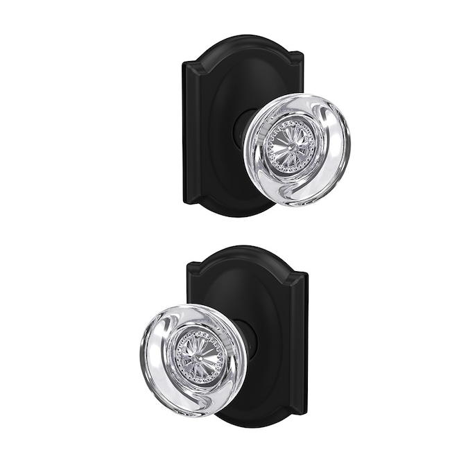 Schlage Custom Hobson- Camelot Matte Black Interior Bed/Bath Hall/Closet Combined Door Knob