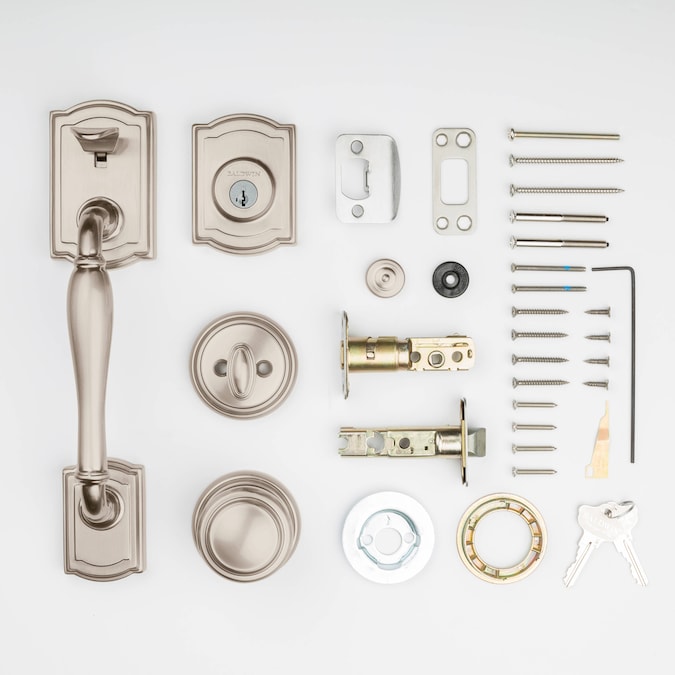Baldwin Prestige Series Wesley Satin Nickel Single-Cylinder Deadbolt Keyed Entry Door Handleset Knob Smartkey - Image 5