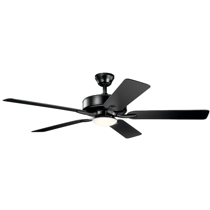 Kichler Basics Pro Designer 52-in Satin Black Indoor/Outdoor Ceiling Fan with Light and Remote (5-Blade)