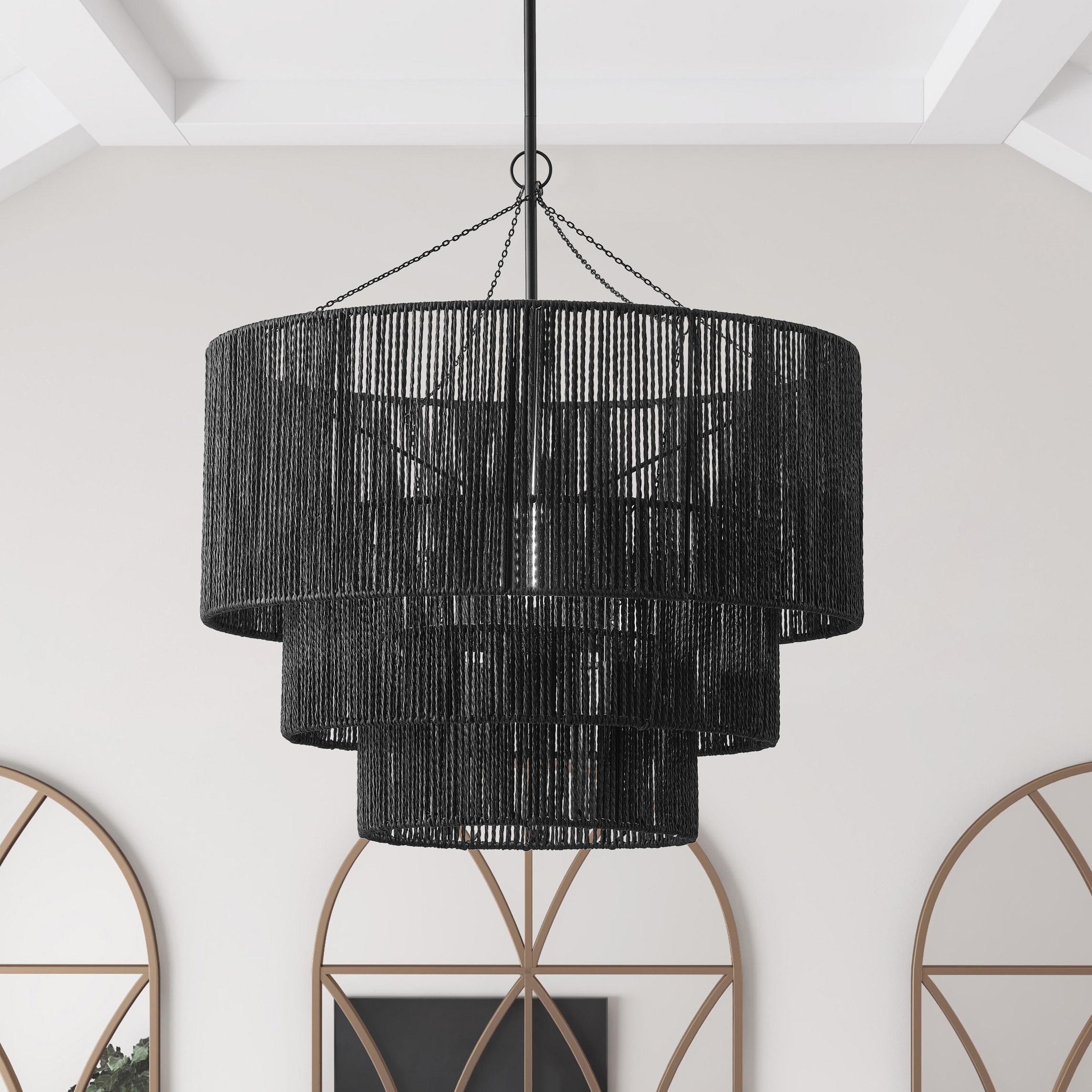 1 -Light Black Craftsman For Use in Bedrooms, Dining Rooms, Foyers, Kitchens, Living Rooms Chandelier