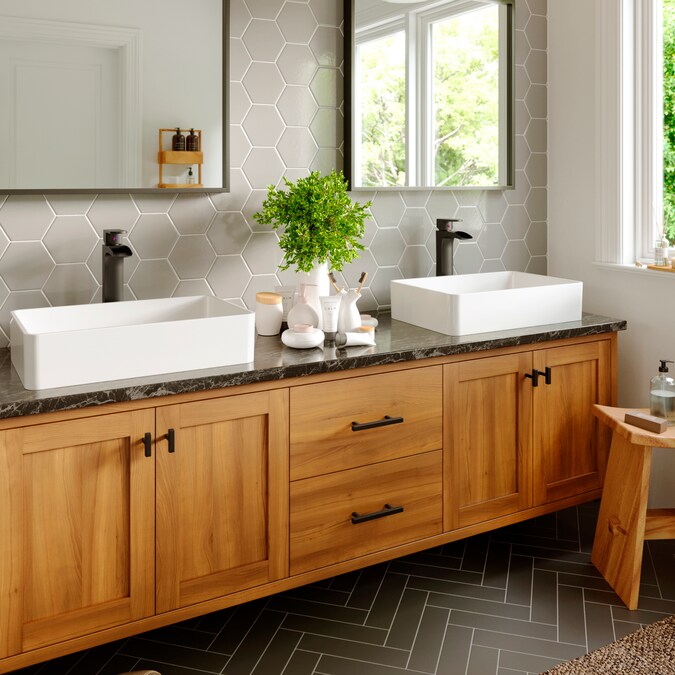 Karran Kassel Matte Black Vessel 1-Handle Waterfall Bathroom Sink Faucet with Drain - Image 7