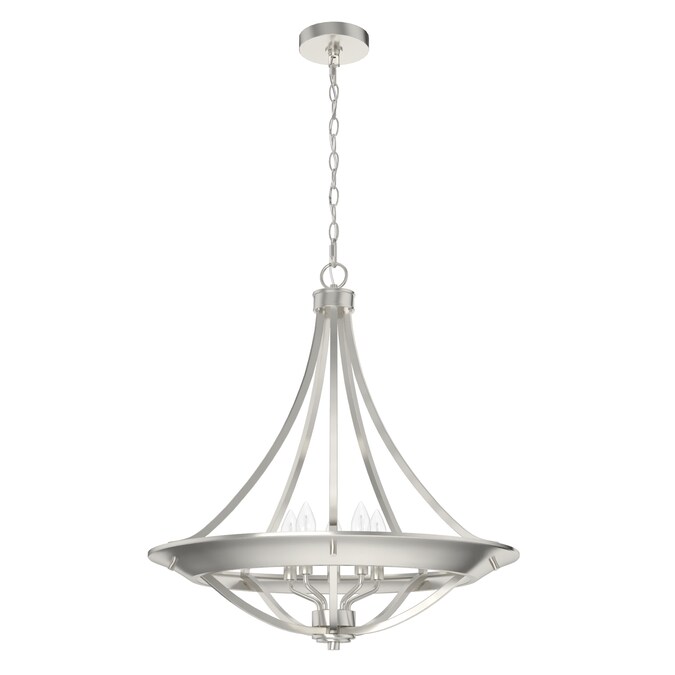 Hunter Perch Point 4-Light Brushed Nickel Transitional Bowl LED Large Hanging Kitchen Island Light