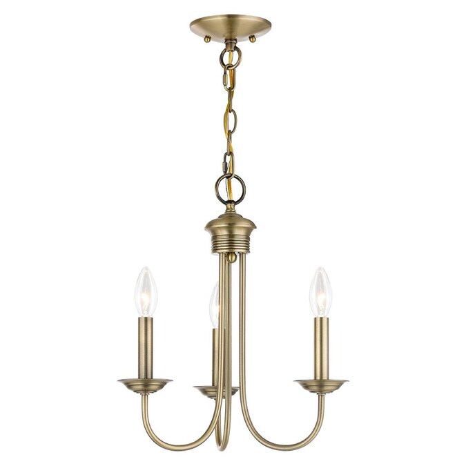 Livex Lighting Estate 3-Light Antique Brass Traditional Damp Rated Chandelier