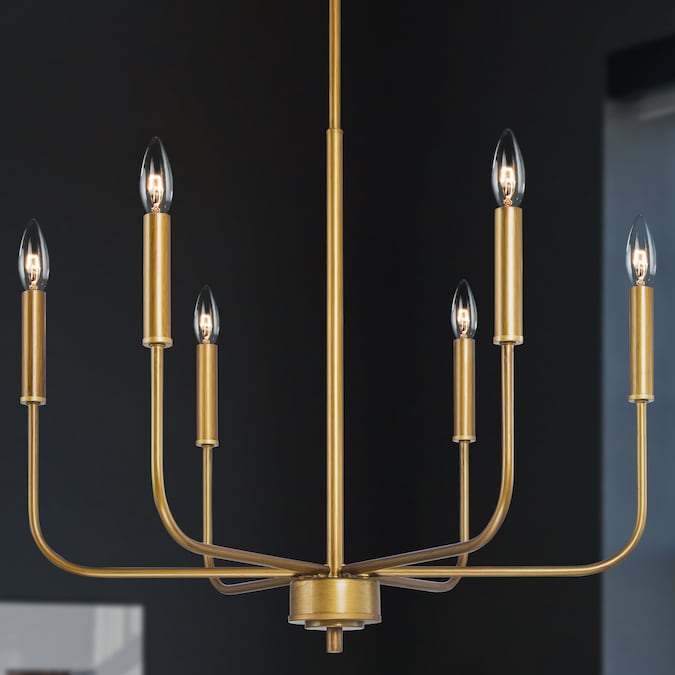 Uolfin 6-Light Distressed Gold Modern/Contemporary LED Dry rated Chandelier