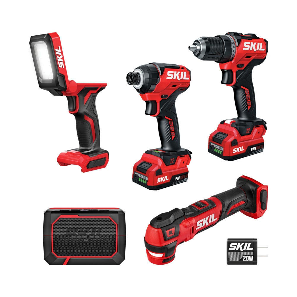 PWR CORE 12-volt 5-Tool Brushless Power Tool Combo Kit (2-Batteries and Charger Included)