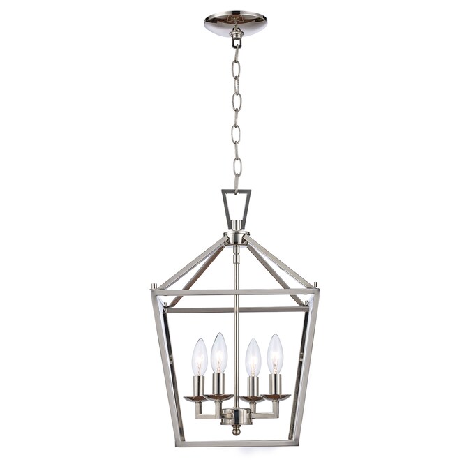 Trans Globe Lacey 4-Light Polished Chrome Rustic Lantern Medium Hanging Pendant Light
