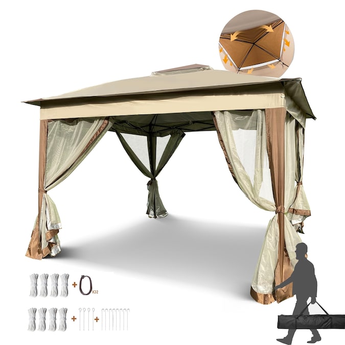 CASAINC 11-ft x 11-ft Square Brown Pop-up Canopy - Image 11
