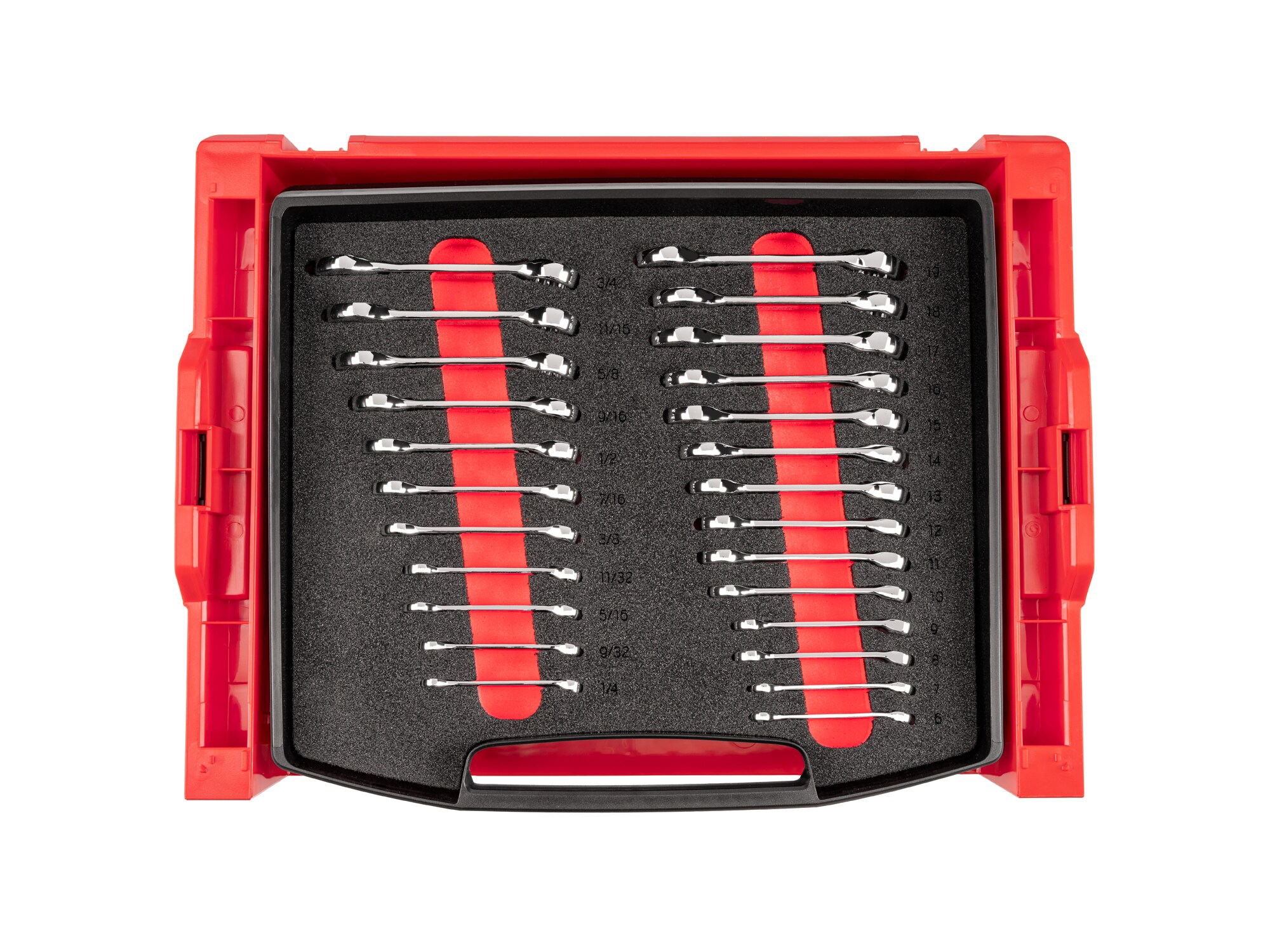 25 -Piece Set 12-point SAE and Metric Standard Combination Wrench Includes Hard Case