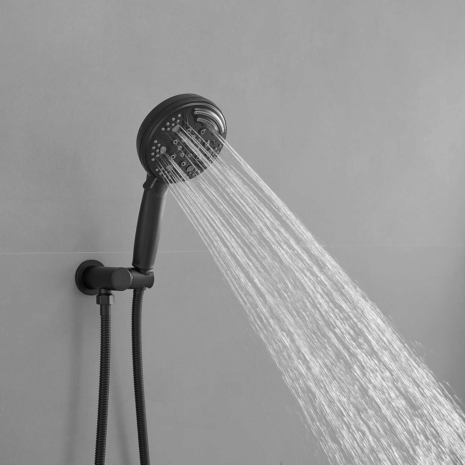 Matte Black 1-handle Multi-function 13.58-in Round Shower Faucet with Valve - Image 8