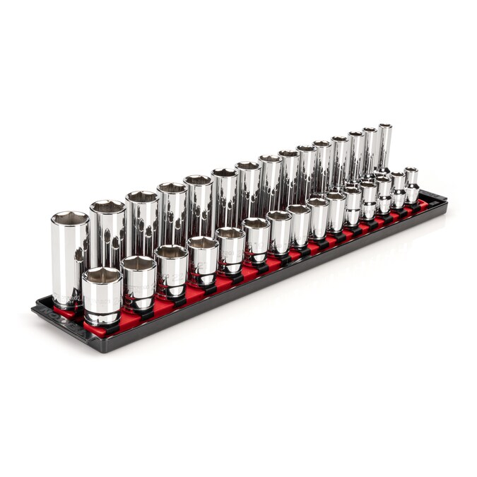 TEKTON 1/2-in Drive Metric Shallow/Deep Socket Set (30-Pieces)