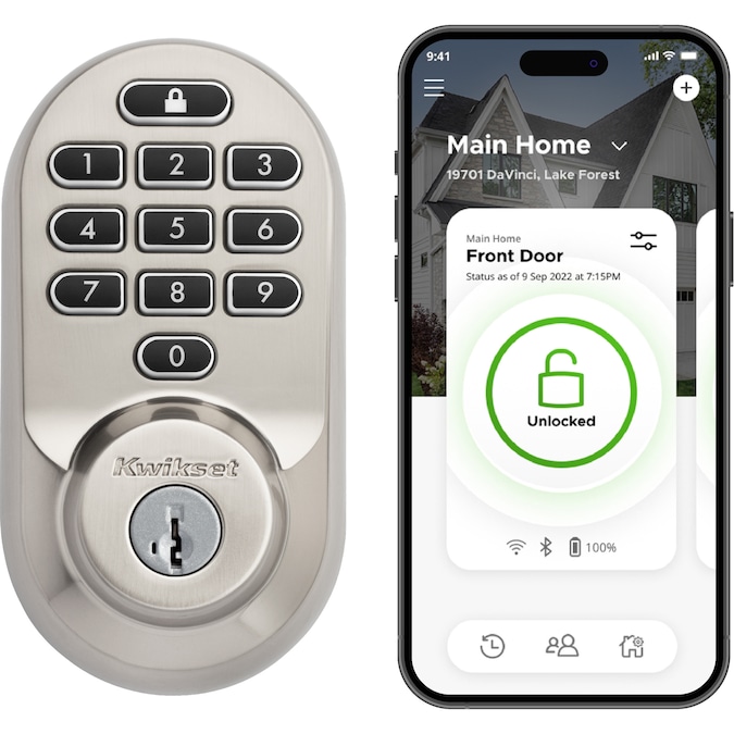 Kwikset Halo Keypad Satin Nickel Smart Lock Electronic Deadbolt with Wifi Smartkey with Keypad