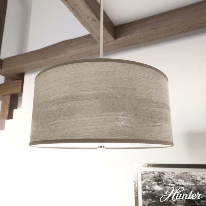 Hunter Solhaven 3-Light Gray Oak Modern/Contemporary Frosted Glass Drum LED Medium Hanging Kitchen Island Light