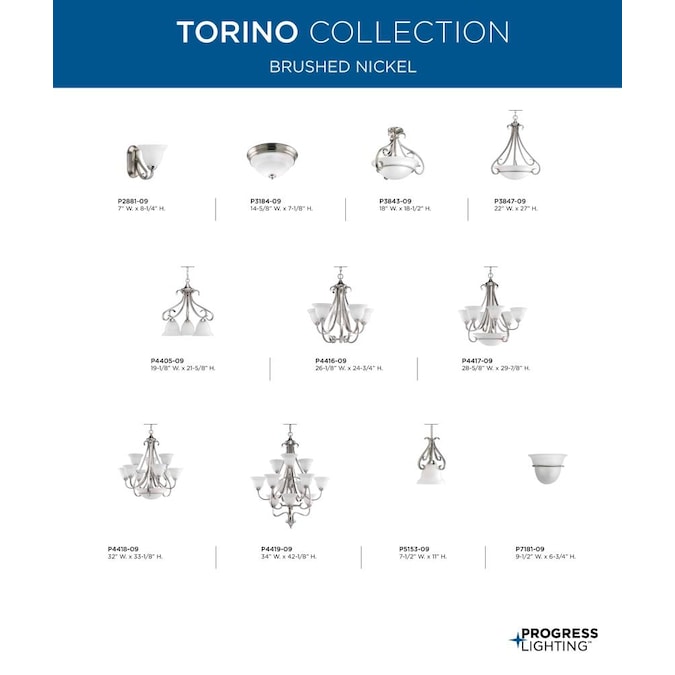 Progress Lighting Torino 3-Light Brushed Nickel Transitional Dry rated Chandelier - Image 5