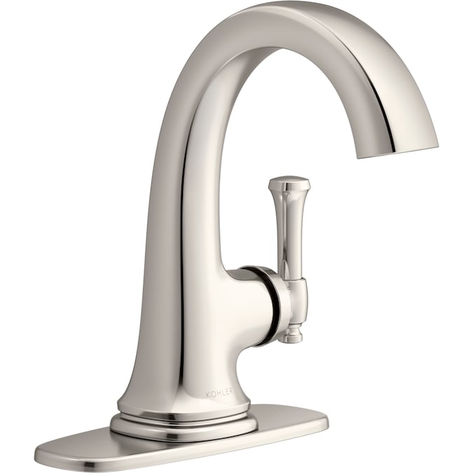 ER Florez Vibrant Polished Nickel Single Hole 1-Handle WaterSense Bathroom Sink Faucet with Drain and Deck Plate