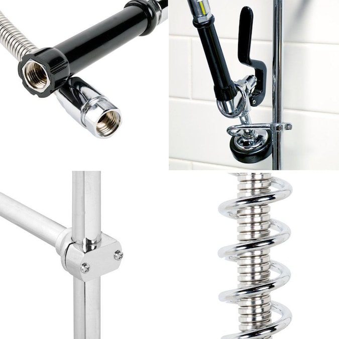 SABA Chrome 3-handle Deck-mount Utility Faucet with Pulldown Sprayer - Image 6