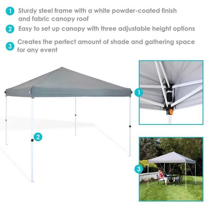 Sunnydaze Decor 12-ft x 12-ft Square Grey Pop-up Canopy - Image 9