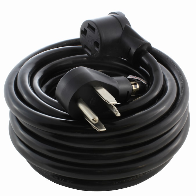 AC WORKS 10ft 30A 125/250 Volt NEMA 14-30 4-Prong Dryer 10-ft 10/4 4 Prong Black Indoor/Outdoor STW Heavy Duty Appliance Extension Cord