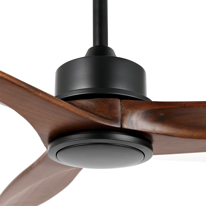 GETLEDEL 60-in Black with Walnut Blades Indoor Propeller Ceiling Fan and Remote (3-Blade) - Image 4
