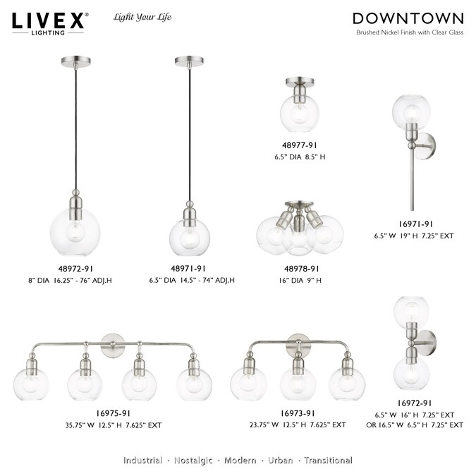 Livex Lighting Downtown 6.5-in W 1-Light Brushed Nickel Industrial Incandescent Wall Sconce - Image 13